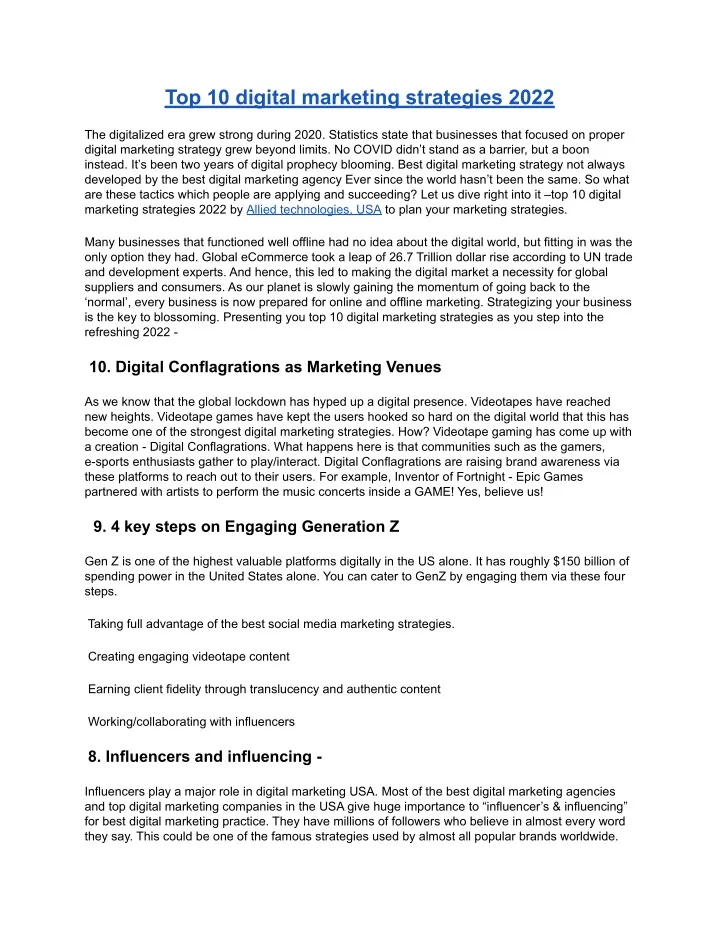 PPT - Top 10 Digital Marketing Strategies 2022 Pdf.d PowerPoint ...