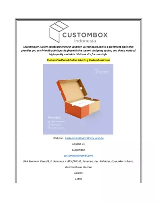 Custom Cardboard Online Jakarta  Customboxid.com
