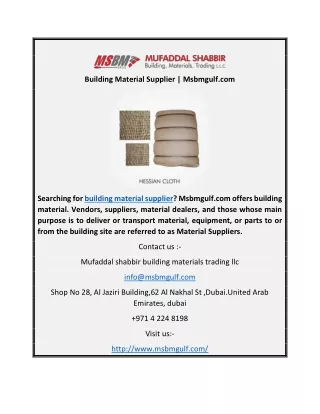 Building Material Supplier | Msbmgulf.com