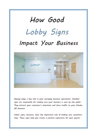 How Good Lobby Signs Impact Your Business