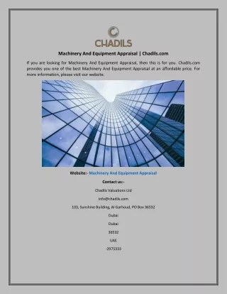 machinery and equipment appraisal chadils com