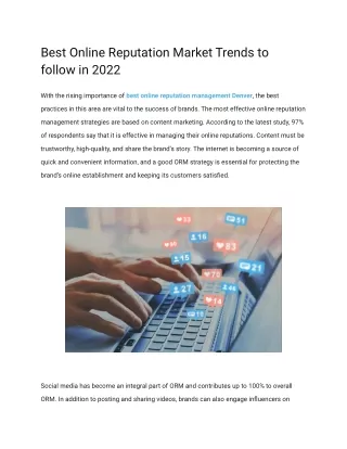 Online Reputation Market Trends to Follow in 2022