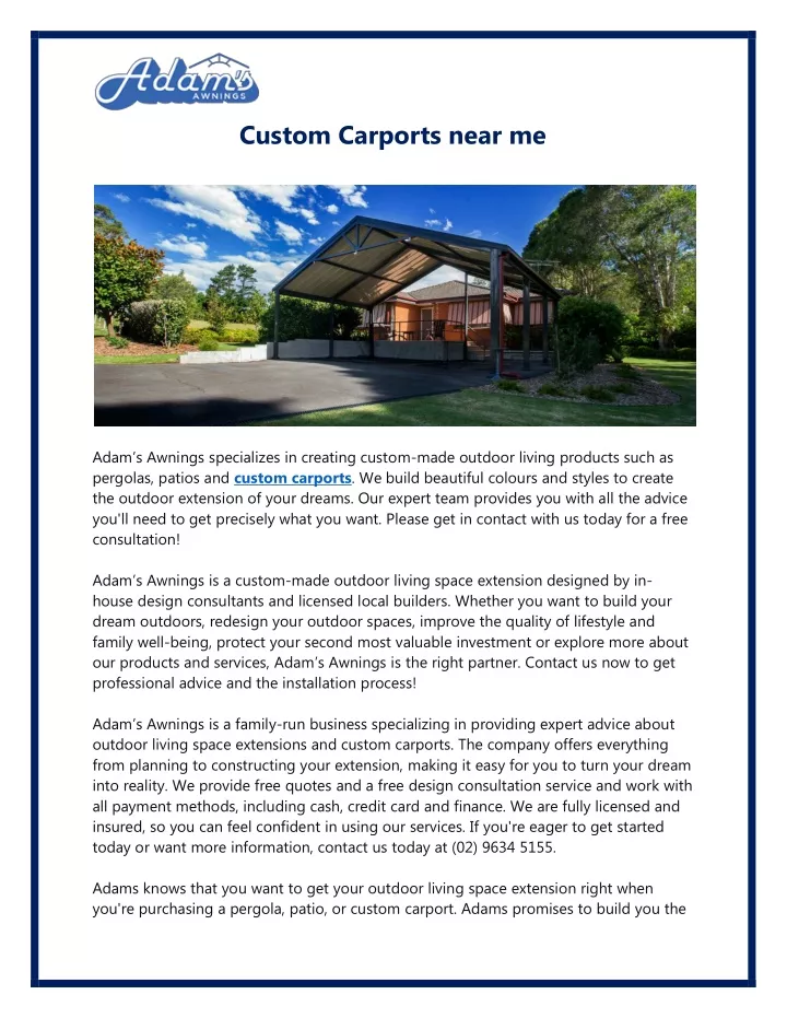 custom carports near me