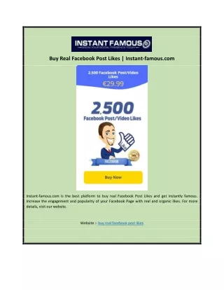 Buy Real Facebook Post Likes