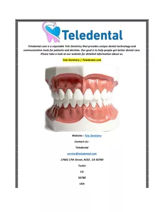 Tele Dentistry Teledental.com