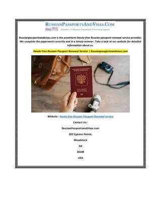 Hassle Free Russian Passport Renewal Service  Russianpassportsandvisas.com