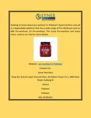 seeking to know about pre workout in pakistan