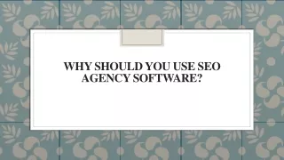 why should you use seo agency software