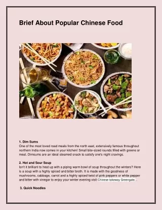 brief about popular chinese food