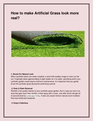 how to make artificial grass look more real