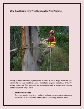 why one should hire tree surgeon for tree removal