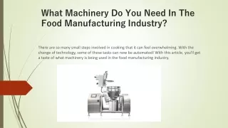 What Machinery Do You Need In The Food