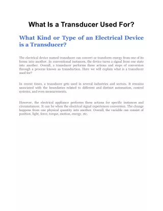 what is a transducer used for