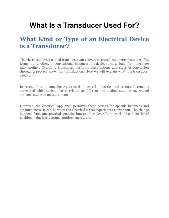 what is a transducer used for