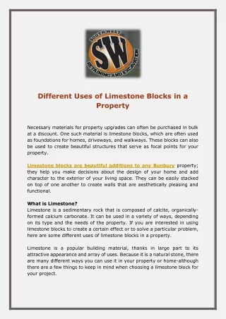 different uses of limestone blocks in a property