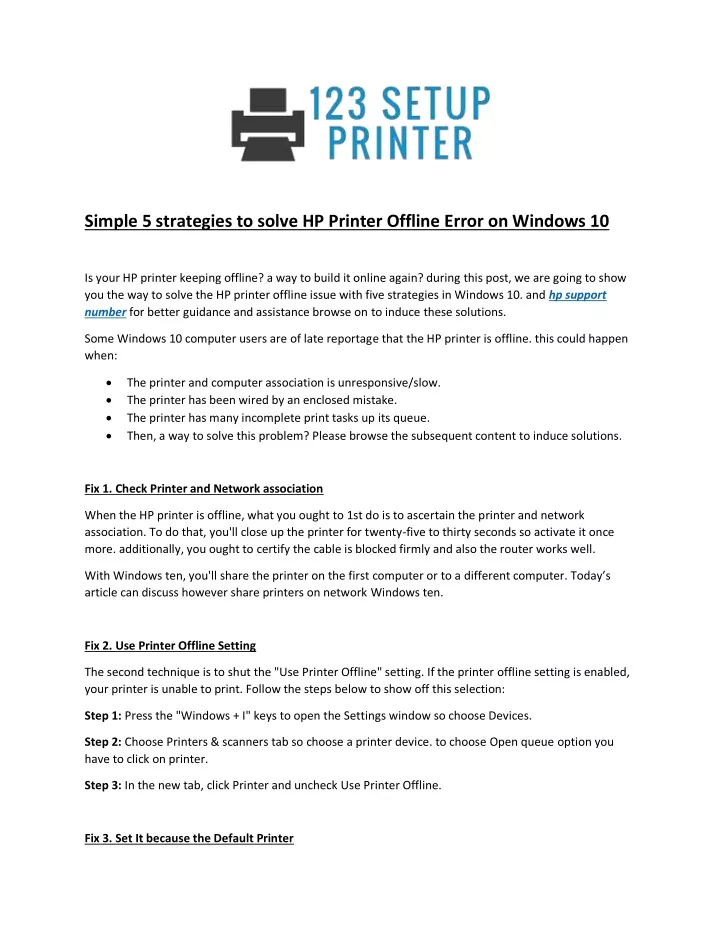 simple 5 strategies to solve hp printer offline
