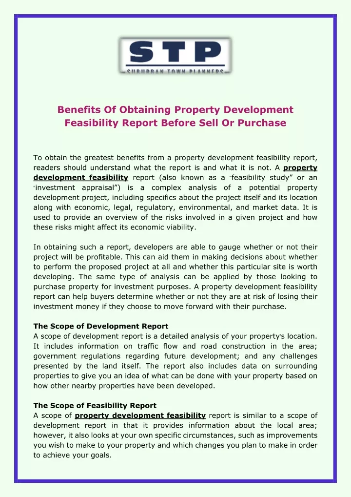 benefits of obtaining property development