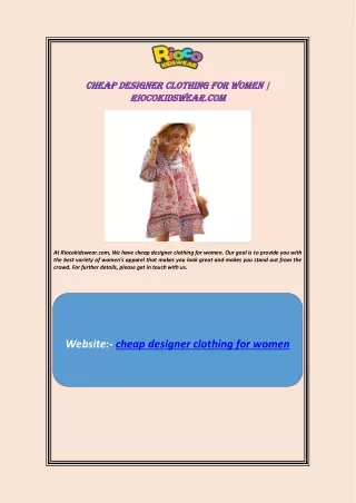 Cheap Designer Clothing For Women | Riocokidswear.com