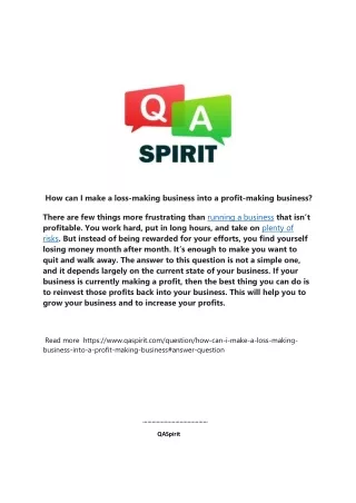 how can i make a loss making business into