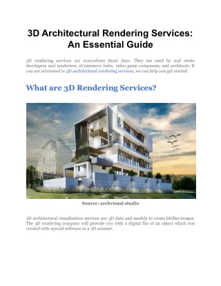 3d architectural rendering services an essential