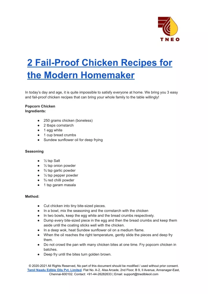 2 fail proof chicken recipes for the modern