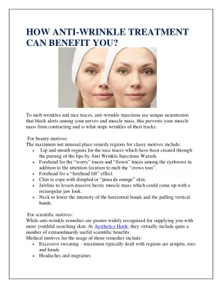 how anti wrinkle treatment can benefit you
