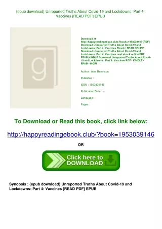 {epub download} Unreported Truths About Covid-19 and Lockdowns Part 4 Vaccines [