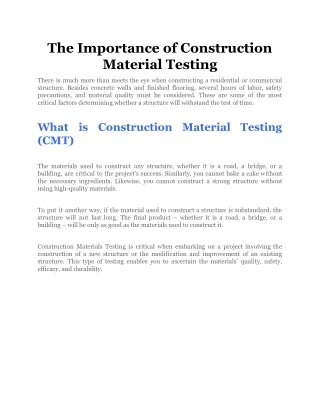 the importance of construction material testing