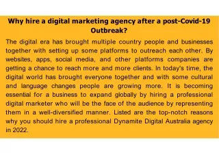 Why hire a digital marketing agency a after post-Covid-19 Outbreak?