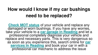 how would i know if my car bushings need to be replaced