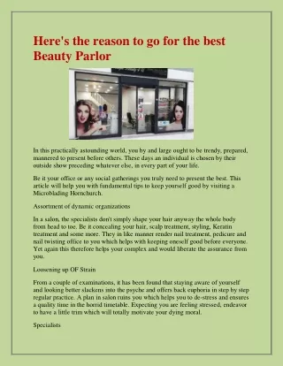 here s the reason to go for the best beauty parlor