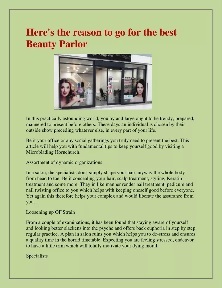 here s the reason to go for the best beauty parlor