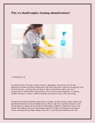 why we should employ cleaning administrations
