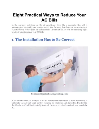 eight practical ways to reduce your ac bills