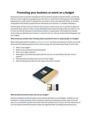 promoting your business or event on a budget