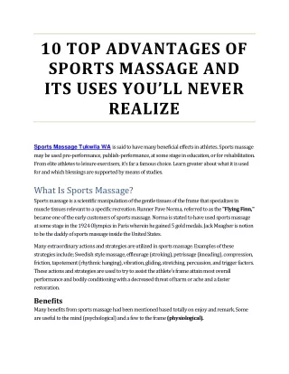10 Top advantages of sports massage and its uses you (01-02-2022)