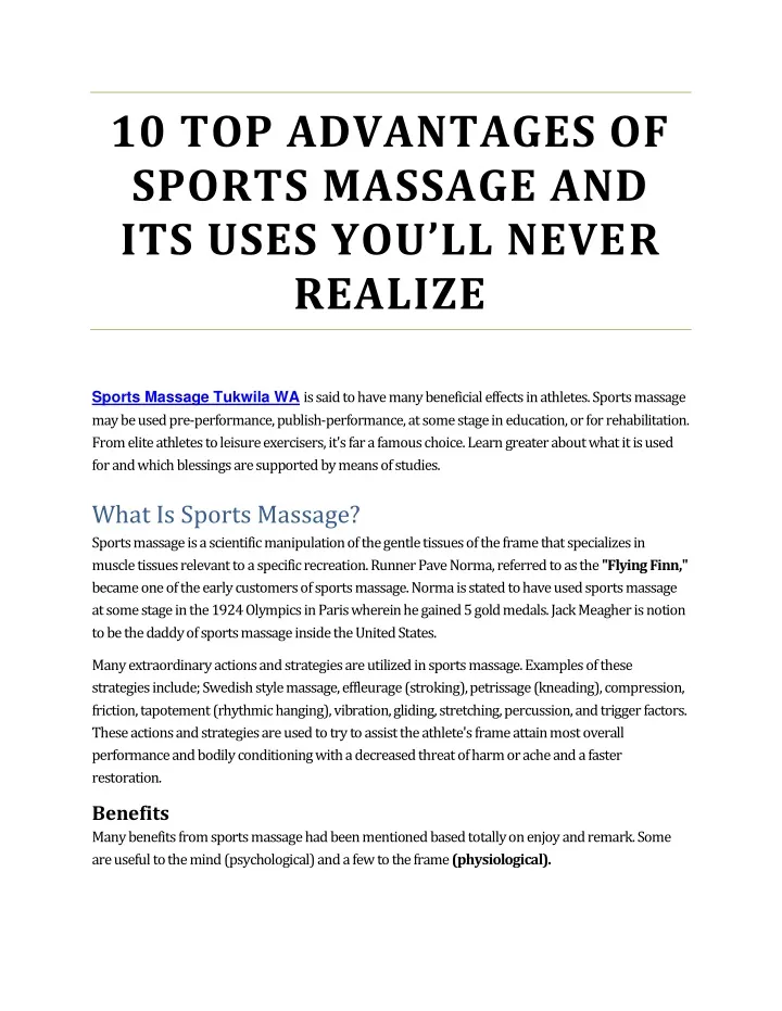 10 top advantages of sports massage and its uses