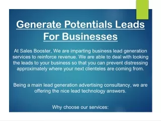 Generate Potentials Leads For Businesses