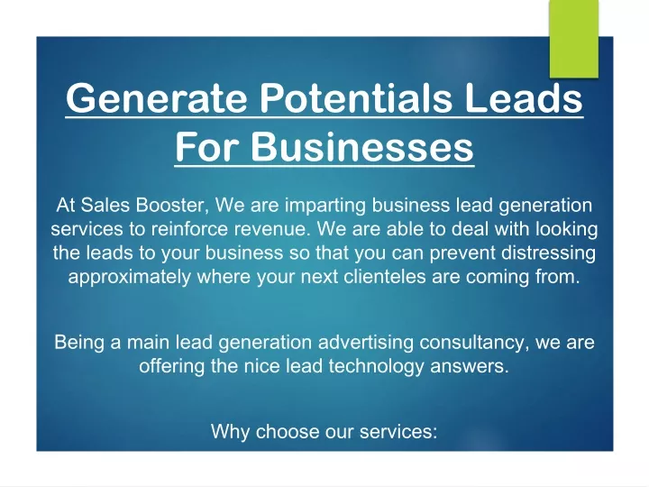generate potentials leads for businesses