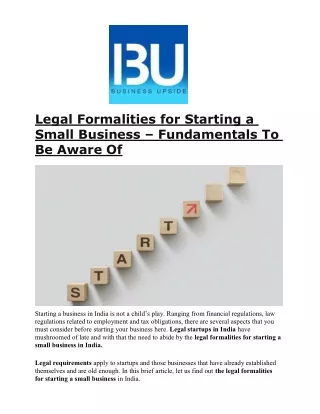 legal formalities for starting a small business