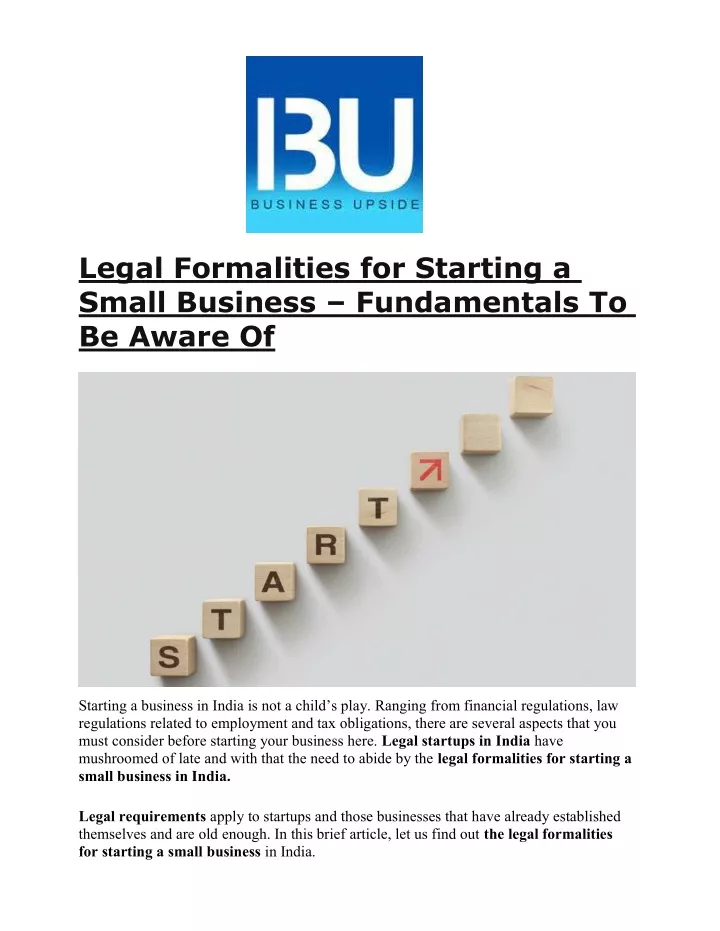 legal formalities for starting a small business