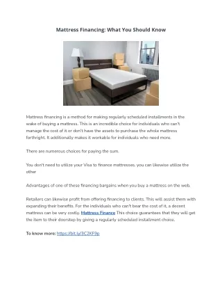 mattress financing what you should know