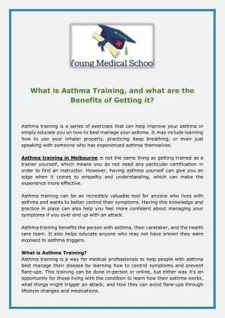 what is asthma training and what are the benefits