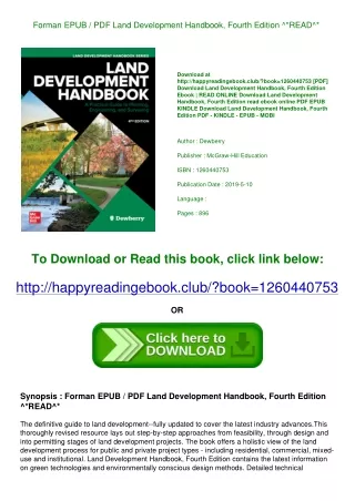 Forman EPUB / PDF Land Development Handbook  Fourth Edition ^*READ^*