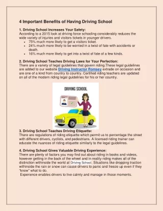 4 important benefits of having driving school