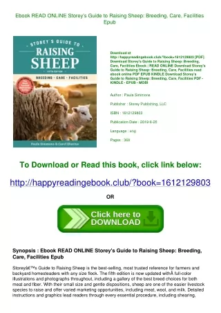 Ebook READ ONLINE Storey's Guide to Raising Sheep Breeding  Care  Facilities Epu