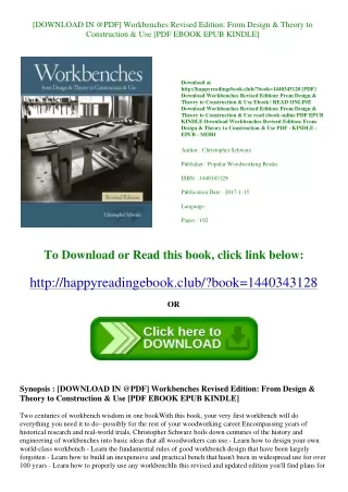[DOWNLOAD IN @PDF] Workbenches Revised Edition From Design &amp; Theory to Const