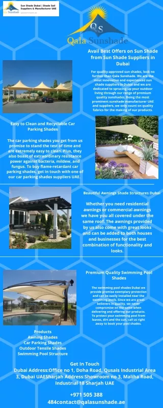 Sunshade Dubai- Your One-Stop Solution for Sunshade Structures UAE