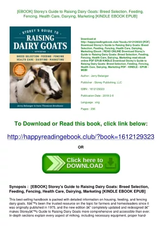 <READ> [EBOOK] Storey's Guide to Raising Dairy Goats Breed Selection  Feeding  F