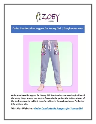 Order Comfortable Joggers for Young Girl | Zoeylondon.com